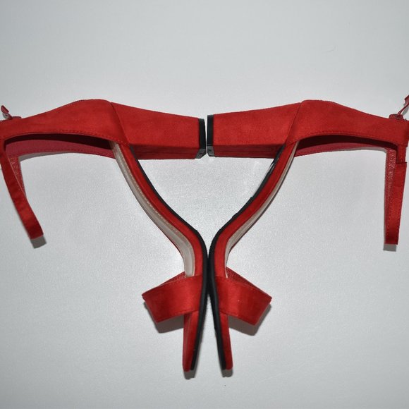 Lov Mark Women's New Red Open Toe Red Heels US 7.5 - Picture 4 of 10